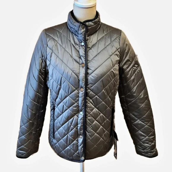 RENUAR Liquid Black/Silver Reversible Quilted Puffer Jacket Size M - Picture 1 of 16
